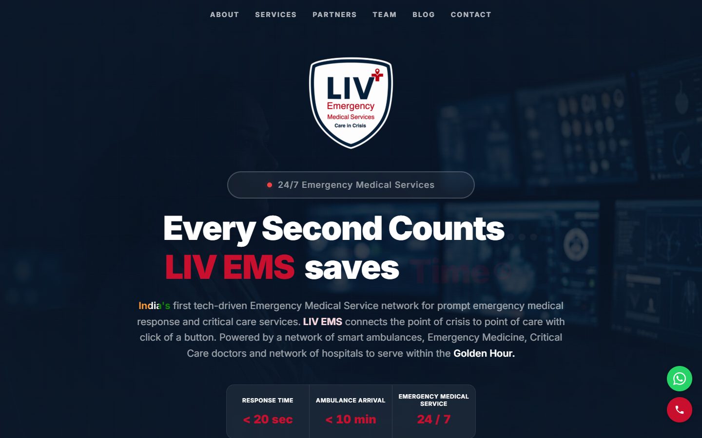 Screenshot of LIV Emergency Medical Services